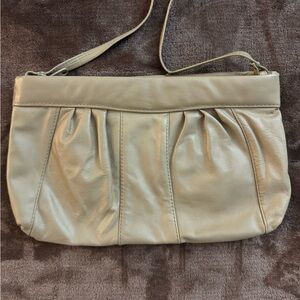 Elegant Cream Leather Clutch